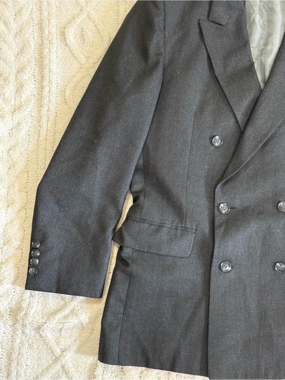 De Vonaire Charcoal Gray Wool Double Breasted Blazer Large - Picture 4 of 14